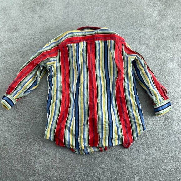 Chaps Womens Multicolor Striped Long Sleeve Shirt L Linen & Cotton 5457 - Picture 2 of 7